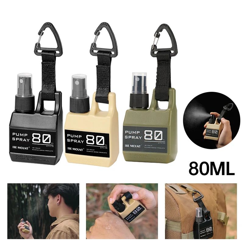 Fragrance Atomizer Pump - 80 ミリリットルアトマイザーボトルポータブルポンプスプレーボトルカラビナ付きアルコール香水詰め替え可能多機能キャンプ用品