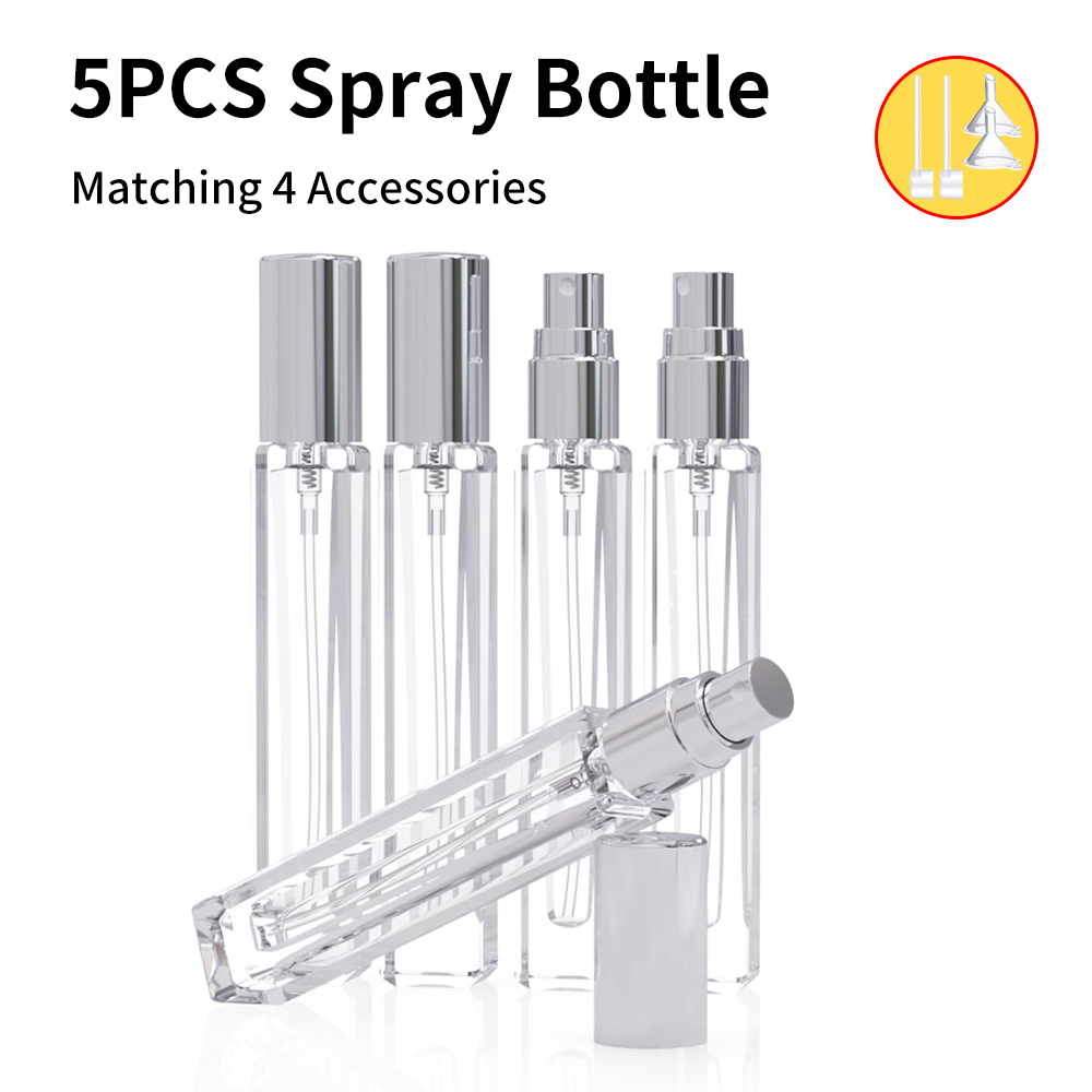 Fragrance Atomizer Pump - 5個入りコロンアトマイザー空ボトル、10MLミニ香水ボトル、ポケットサイズ香水スプレーボトル、旅行用スプレーボトル、サンプル容器