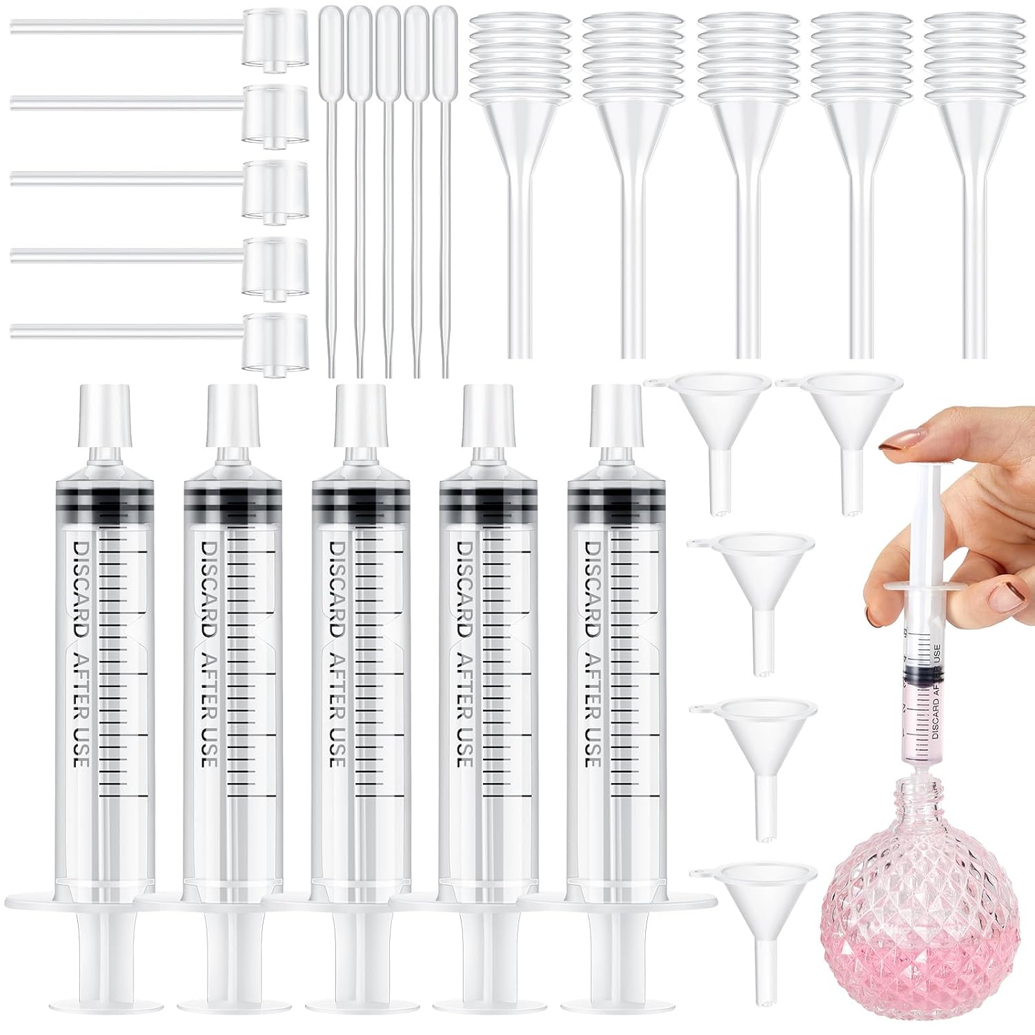 25/50 個の香水詰め替えポンプツール転送キット、漏斗、デ - Fragrance Atomizer Pump のレビューと価格